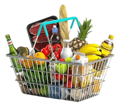 Basket of fresh groceries